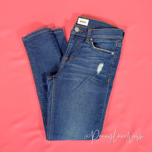 Hudson Natalie Super Skinny Jeans Blue Mid Rise Distressed - Picture 12 of 14